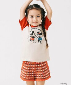 【SALE／40%OFF】B:MING by BEAMS Disney / MICKEY & MINNIE / ラグラン プリント Tシャツ 2025SS(90~150cm) ビーミング ライフストア バイ ビームス トップス カットソー・Tシャツ レッド ネイビー