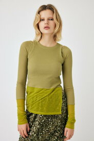 【SALE／20%OFF】MOUSSY COLOR BLOCK DOUBLE LAYER LSTシャツ マウジー トップス カットソー・Tシャツ ネイビー カーキ ホワイト【送料無料】