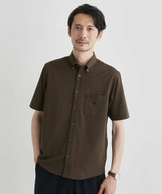 【SALE／50%OFF】TAKEO KIKUCHI 【COOL CITY WEAR】ストライプジャージ ボタンダウンシャツ /接触冷感 タケオキクチ トップス シャツ・ブラウス グレー ネイビー ブラウン【送料無料】