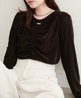 natural couture シアーベロアギャザーロンT ナチュラルクチュール トップス その他のトップス ホワイト …