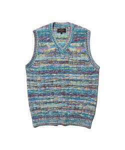 BEAMS PLUS Cable Knit Vest Kasuri �r�[���X ���� �g�b�v�X �j�b�g ���b�h �I�����W�y���������z