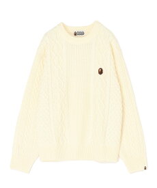 A BATHING APE APE HEAD ONE POINT KNIT SWEATER ア ベイシング エイプ トップス ニット ホワイト【送料無料】