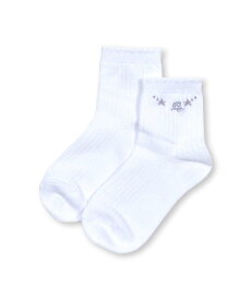BeBe ロゴ刺しゅう透かし編みクルーソックス(13~24cm) ベベ オンライン ストア 靴下・レッグウェア 靴下 ホワイト イエロー