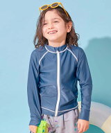 devirock UVカット 無地&柄 長袖ジップラッシュガード 子供服 キッズ 男の子 女の子 海 26SS デビロック …