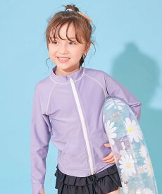 devirock UVカット 無地&柄 長袖ジップラッシュガード 子供服 キッズ 男の子 女の子 海 26SS デビロック 水着・スイムグッズ ラッシュガード ブルー ピンク
