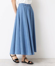 【SALE／43%OFF】Dessin 【ウエストゴム・洗える】綿麻デニムフレアースカート デッサン スカート ロング・マキシスカート ブルー ネイビー【送料無料】