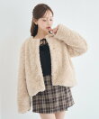 ノーカラーフェイクファーコート