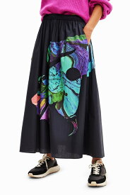 【SALE／50%OFF】Desigual M. Christian Lacroix フレアミディスカート デシグアル スカート ロング・マキシスカート ブラック【送料無料】