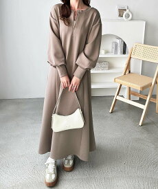 【SALE／16%OFF】GeeRA 前後2WAYハーフジップワンピース ジーラ ワンピース・ドレス ワンピース グレー ベージュ ブラック ブラウン ネイビー