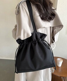 【SALE／30%OFF】miniministore 巾着バッグ ショルダーナイロンバッグ韓国 ミニミニストア バッグ ショルダーバッグ ブラック ベージュ ホワイト イエロー