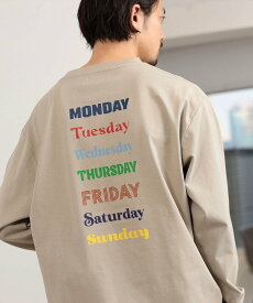 【SALE／40%OFF】B:MING by BEAMS 【4/4新規値下げ】B:MING by BEAMS / ウィーク プリント クルーネック ロング Tシャツ 24SS ビーミング ライフストア バイ ビームス トップス カットソー・Tシャツ ベージュ ブルー【送料無料】