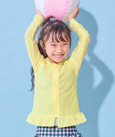 【SALE／33%OFF】devirock UVカット 裾フリル 長袖ジップラッシュガード 子供服 キッズ 女の子 海 海水浴 26SS デビロック 水着・スイムグッズ ラッシュガード ホワイト ピンク パープル イエロー