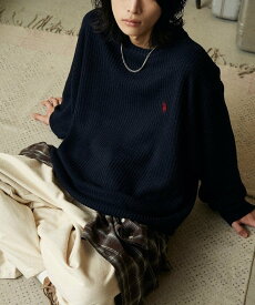 【SALE／21%OFF】U.S. POLO ASSN. 別注 刺繍畔編みクルーネックニット 25AW フリークスストア トップス ニット グレー ブラック ブルー ネイビー【送料無料】