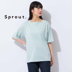 Liliane Burty 【Sprout.】ポンチボーダー ドロップショルダーTシャツ リリアンビューティ トップス カットソー・Tシャツ ブルー ブラック ピンク【送料無料】