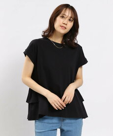 GLOBAL WORK Smile Seed Store 冷感後ろフリルTシャツフレンチスリーブ/102725 グローバルワーク スマイルシードストア トップス カットソー・Tシャツ グレー ホワイト ブラック ベージュ ブルー