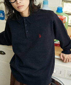 【SALE／10%OFF】U.S. POLO ASSN. 別注 SWEAT LIKE KNIT POLO/スウェットライクニットポロ 25AW フリークスストア トップス ニット グレー ブラウン ネイビー ブラック【送料無料】
