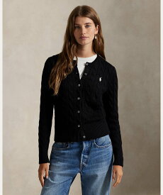 POLO RALPH LAUREN ケーブルニット コットン クルーネック カーディガン ラルフローレン トップス カーディガン ブラック【送料無料】
