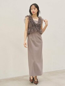 SNIDEL チュールボレロセットキャミドレス スナイデル ワンピース・ドレス ワンピース ベージュ グレー【送料無料】
