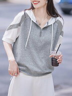 【SALE／35%OFF】Doux Belle ハーフジップ半袖フードパーカー レディース トップス ドゥー・ベル トップ…