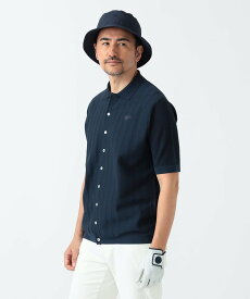 BEAMS GOLF PURPLE LABEL PURPLE LABEL / メッシュストライプ ニットポロシャツ 25SS ビームス ゴルフ トップス ポロシャツ ネイビー ホワイト ベージュ【送料無料】