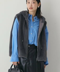 AMERICAN HOLIC フードファーベスト アメリカンホリック トップス ベスト・ジレ グレー ベージュ【送料無料】