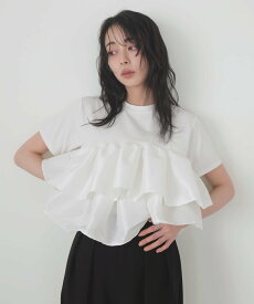【SALE／10%OFF】LIAN シャイニーフリルTシャツ リアン トップス カットソー・Tシャツ ブラック ブラウン ホワイト【送料無料】