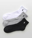 【SALE／30%OFF】POLO RALPH LAUREN 【3足セット】足底パイル アーチサポート ワンポイント ショートソックス ナイガイ 靴下・レッグウェア 靴下 ブラック ホワイト