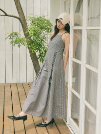 Olu. レースアップキャミソールワンピース オルドット ワンピース・ドレス ワンピース ネイビー ブラック【送料無料】