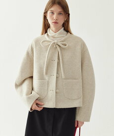 Fano Studios リボンタイ ショートコート FQ24W101 Fano Studios チュクラ ジャケット・アウター ノーカラージャケット ベージュ ブラック【送料無料】