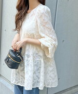 【SALE／55%OFF】Futier Land ジャガードフラワーシアーチュニック フューティアランド ワンピース・ドレ…