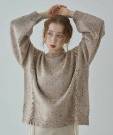 【SALE／19%OFF】Bab チョコチップ編み上げニットトップス バブ / ブージュルード トップス ニット ブルー ベージュ グレー【送料無料】