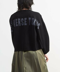 CONVERSE TOKYO WOMEN BACK LOGO SUMMER KNIT ZIP CARDIGAN �R���o�[�X�g�E�L���E �g�b�v�X �J�[�f�B�K�� �O���[ �u���[ �u���b�N�y���������z