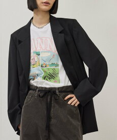 ADAM ET ROPE' FEMME 【GANNI for ADAM ET ROPE'】別注Basic Jersey TEDDY Tee アダムエロペ トップス カットソー・Tシャツ グレー ホワイト【送料無料】