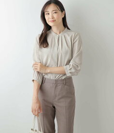 【SALE／31%OFF】NEWYORKER WOMEN ミニドットプリント 7分袖比翼タックブラウス ニューヨーカー トップス シャツ・ブラウス グレー【送料無料】