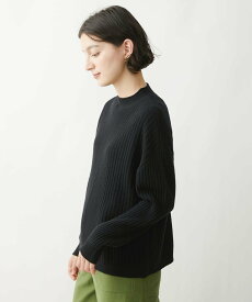 【SALE／50%OFF】GIANNI LO GIUDICE（小さいサイズ） カシミヤ混ホールガーメントガーター編みクルーネックニット メゾンドゥサンク トップス ニット ブルー ブラック【送料無料】