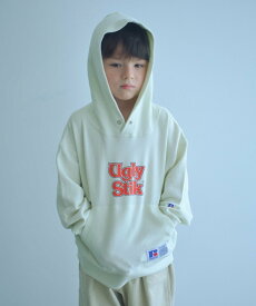 【SALE／10%OFF】UNITED ARROWS green label relaxing 【別注】＜RUSSELL ATHLETIC＞アグリースティック フーディー / パーカー / キッズ 110cm-130cm ユナイテッドアローズ グリーンレーベルリラクシング トップス パーカー・フーディー ホワイト グレー【送料無料】