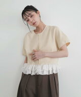 LIAN フリルドッキングニットカーディガン リアン トップス カーディガン ホワイト グレー ブラック【送…