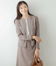 【SALE／30%OFF】NEWYORKER WOMEN ウォッシャブルウールバスケット ノーカラージャケット ニューヨーカー ジャケット・アウター テーラードジャケット・ブレザー グレー ブラウン【送料無料】