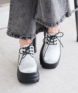 attagirl 厚底レースアップシューズ(145-1586) アタガール シューズ・靴 レースアップ・ドレスシューズ シルバー ブラック