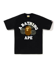 A BATHING APE (M)FIREWORK COLLEGE TEE M ア ベイシング エイプ トップス カットソー・Tシャツ ブラック ホワイト【送料無料】