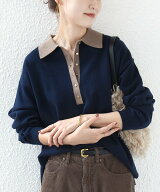 SHIPS WOMEN 《一部追加予約》【WEB限定】＜手洗い可能＞サイド スリット ゴールド 釦 ポロ ニット シッ…