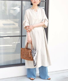 SHIPS WOMEN TICCA:＜手洗い可能＞リネン ツイスト スリーブ ワンピース シップス ワンピース・ドレス ワンピース ベージュ ブラウン【送料無料】