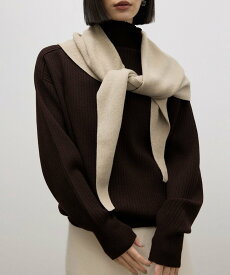 ADAM ET ROPE' FEMME 【WEB限定】・【定番】WOOL混リブタートルニット アダムエロペ トップス ニット ブラック ベージュ グレー ブルー【送料無料】