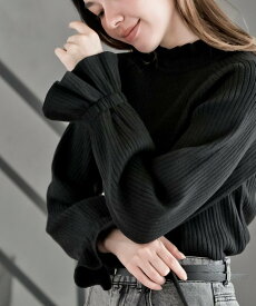 rps キャンディ袖フリルネックリブニットプルオーバー アールピーエス トップス ニット イエロー ホワイト パープル ベージュ ブラック グレー グリーン ブラウン レッド