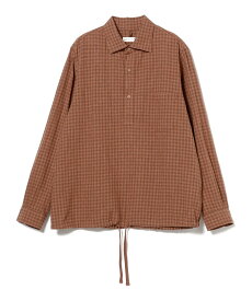 BEAMS PLUS ts(s) / Gingham Plaid Linen*Cotton Cloth / Hem String Shirt ビームス メン トップス シャツ・ブラウス ブラウン【送料無料】