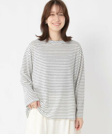 【SALE／50%OFF】studio CLIP アソートシャドーボーダースラブプルオーバー スタディオクリップ トップス カットソー・Tシャツ ネイビー ホワイト