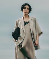 LEPSIM 《リネンライクドライシリーズ》ルーズ切り替え5分袖Wジャケット レプシィム ジャケット・アウタ…