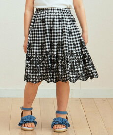 【SALE／20%OFF】any FAM KIDS 裾 刺繍 スカート エニィファム スカート ロング・マキシスカート ピンク グリーン