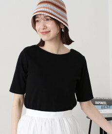 N. Natural Beauty Basic テレコハーフスリーブTシャツ エヌ ナチュラルビューティーベーシック* トップス カットソー・Tシャツ ブラック ホワイト ベージュ【送料無料】