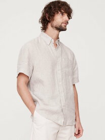【SALE／38%OFF】BANANA REPUBLIC (M)スタンダードフィット リネン ショートスリーブ シャツ バナナ・リパブリック トップス シャツ・ブラウス ホワイト ブラック ベージュ【送料無料】